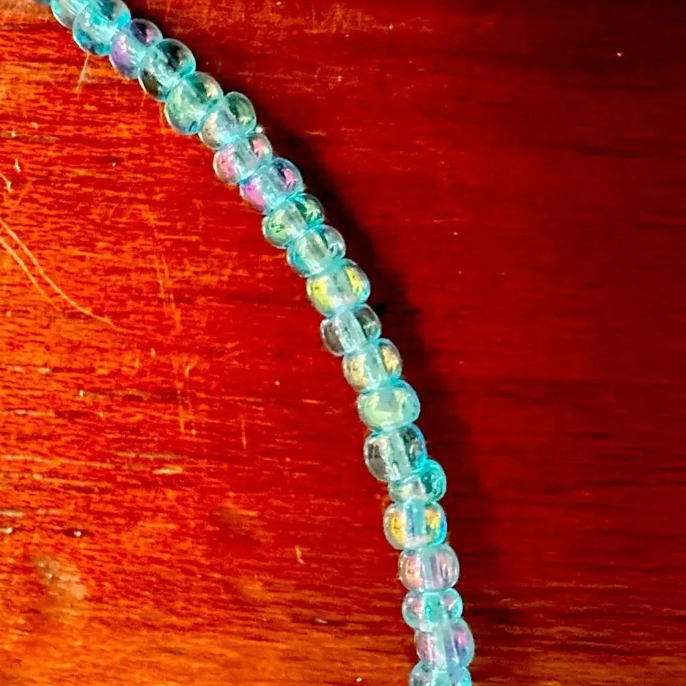 Sterling Silver Dragonfly Pendant Necklace Blue Beads Boho Beaded Casual Jewelry